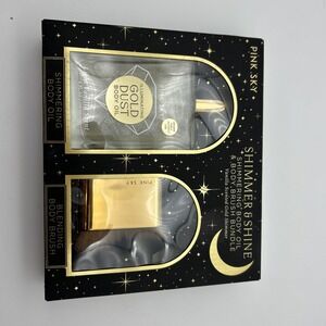 Pink‎ Sky Illuminating Gold Dust body oil Vanilla 4oz  & blending body brush New